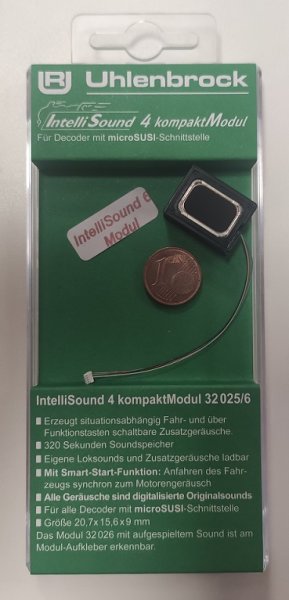 Uhlenbrock 32025 IntelliSound 6 kompaktSoundmodul microSUSI Stecker inkl. Lautsprecher +Wunschsound