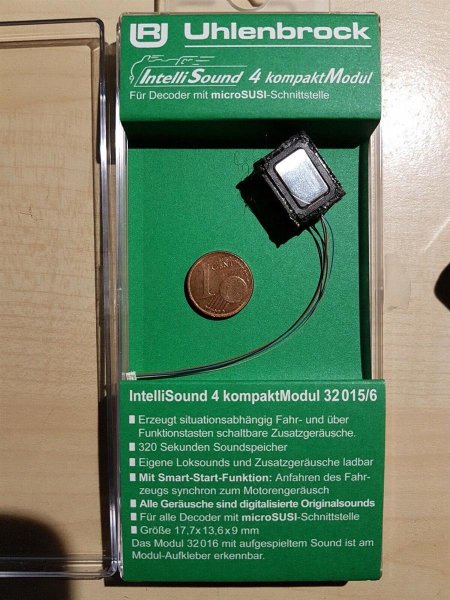 Uhlenbrock 32015 IntelliSound 6 kompaktSoundmodul microSUSI inkl. Lautsprecher + Wunschsound