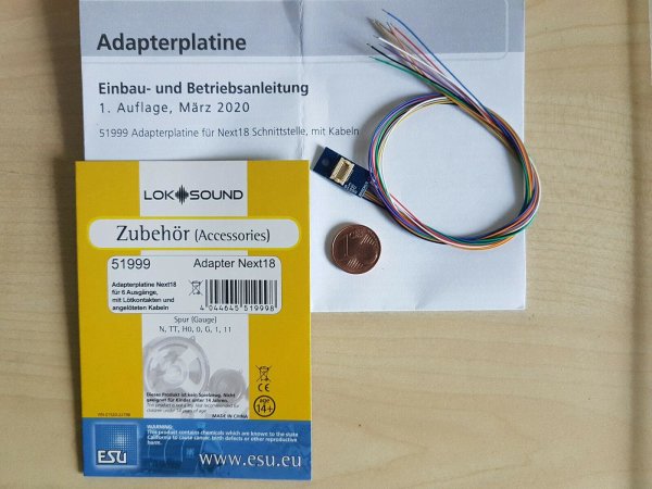 ESU 51999 Adapterplatine Next18 für 6 Ausgänge, mit Kabelbaum