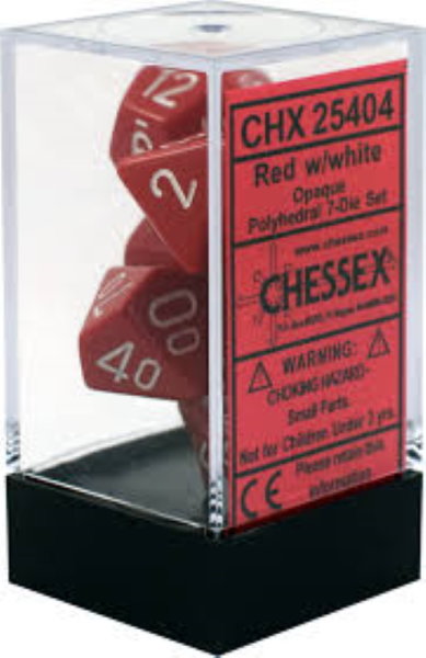 Chessex Würfelbox  Opaque Red/white Polyhedral 7-Die Set