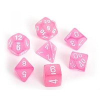 Chessex 7-Die Set: Frosted Pink/white