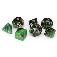Chessex 7-Die Set Gemini Black-Green/gold