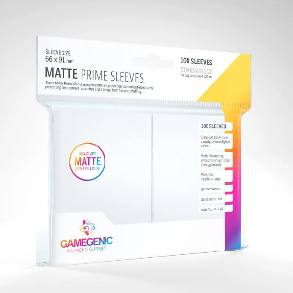 Gamegenic - Matte Prime Sleeves 66 x 91 mm White Weiß (100 Sleeves)