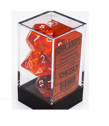 Chessex Translucent Polyhedral 7-Die Set - Orange/white