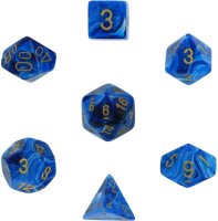Chessex Vortex Blue-Gold 7-W&uuml;rfel Set (Signature)
