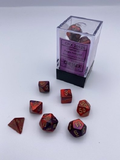 Chessex 20626 Gemini® Mini-Polyhedral Purple-Red/gold 7-Die Set