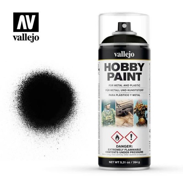 Vallejo 28.012 Hobby Paint Spray Primer Premium Black Schwarz 400ml