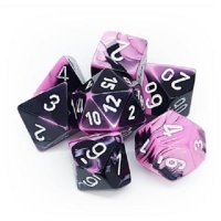 Chessex Gemini Polyhedral 7-Die Set - Black-Pink/white
