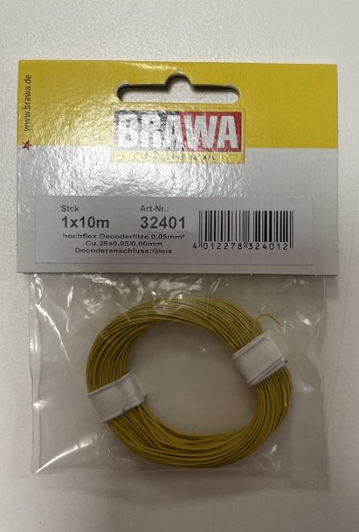 Brawa 32401 hochflexible Decoderlitze 0,05mm² (gelb)...