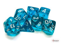 Chessex Translucent Teal/white Polyhedral 7-Dice Set