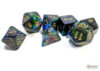 Chessex Lustrous Shadow/gold Polyhedral 7-Dice Set
