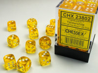 Chessex Translucent Yellow/white 12mm d6 Dice Block (36...