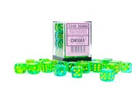 Chessex Gemini 12mm d6 Translucent Green-Teal/yellow Dice Block (36 dice)
