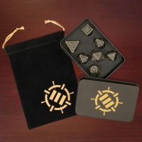 ENHANCE Tabletop RPGs 7pc DnD Metal Dice Set with Case and Dice Bag