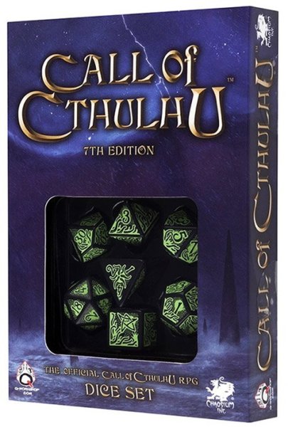 Call of Cthulhu 7th Edition - Black & green Dice Set (7)