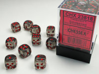 Chessex Würfelbox 36 x W6 12mm Juwelen smoke/red