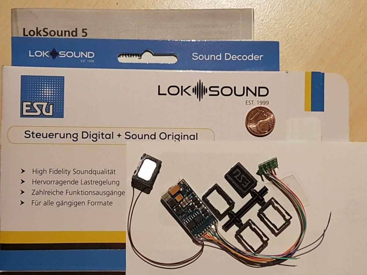 ESU 58410 H0 LokSound5 Decoder 8pol. DCC/MOT/M4 +Lautsprecher +Wunsch,  94,90 €